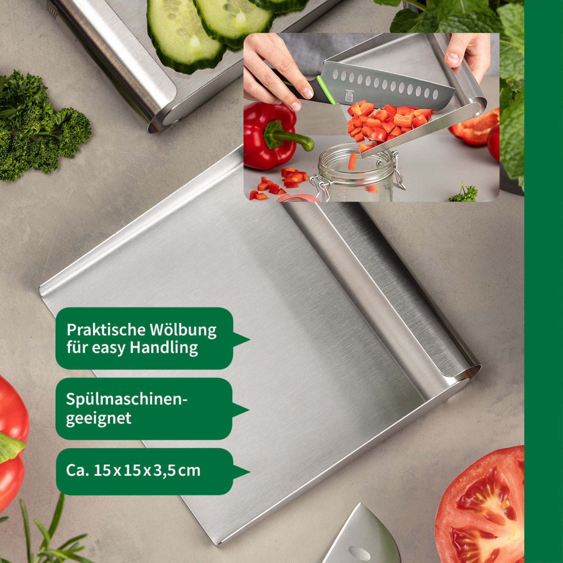 Chefkoch trifft Fackelmann Schaufel Edelstahl Gemüseschaufel, Küchenhelfer, günstig online kaufen