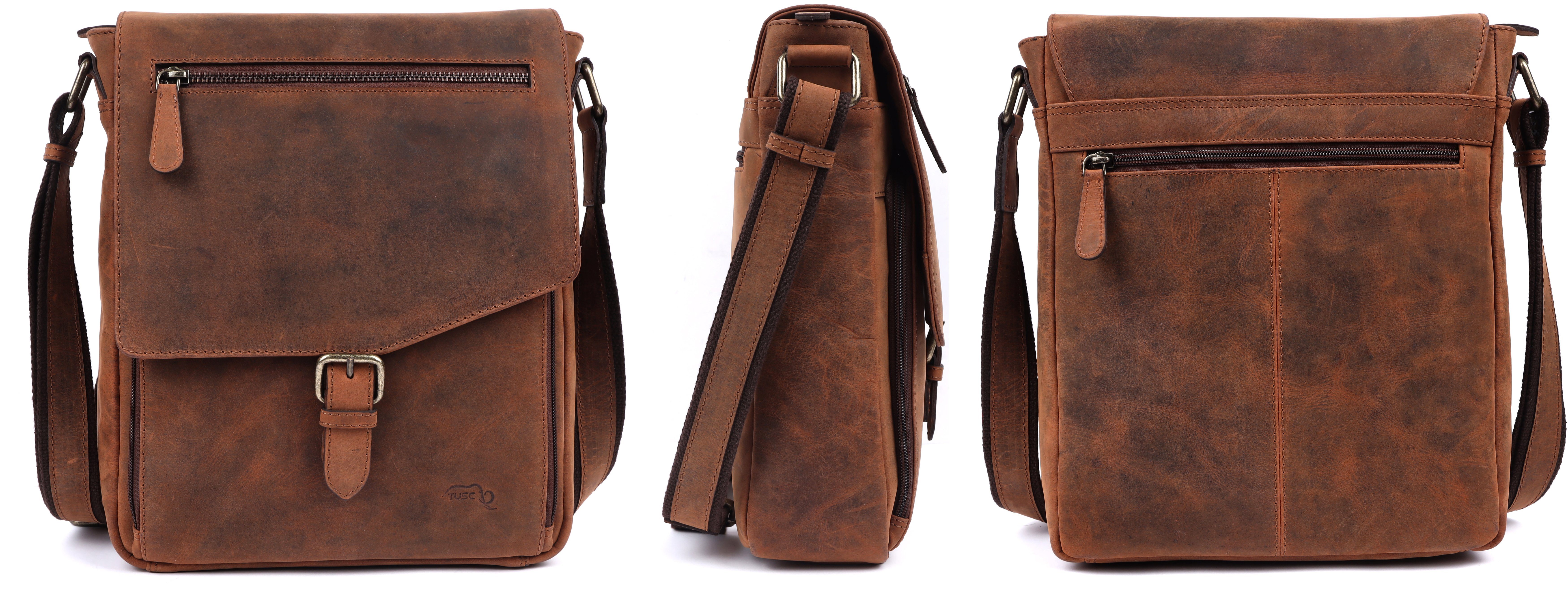 Tablet bis Premium Bag Messenger Zoll für Pictor, Ledertasche TUSC 10,5 Walnut