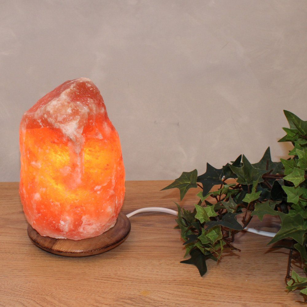 HIMALAYA SALT ein cm wechselbar, USB-Rock, jeder aus DREAMS Unikat, H: - Salzkristall Salzkristall-Tischlampe Handgefertigt Warmweiß, Stein LED ca.10