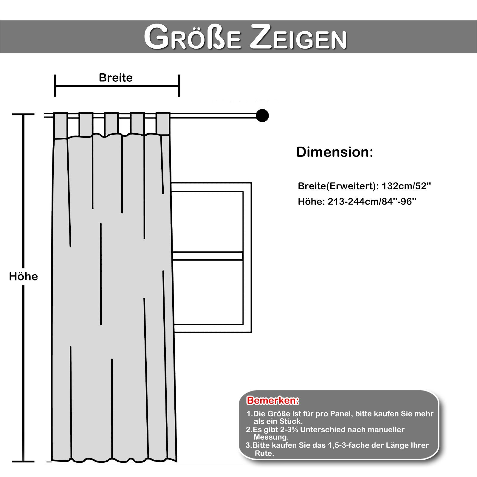 H×B: wasserdicht, Garden Blau St), Patio (2 Schlaufen, Lawn 213×132;243×132;274×132 Dekoration, Gaze, für Gardine Home Rosnek,