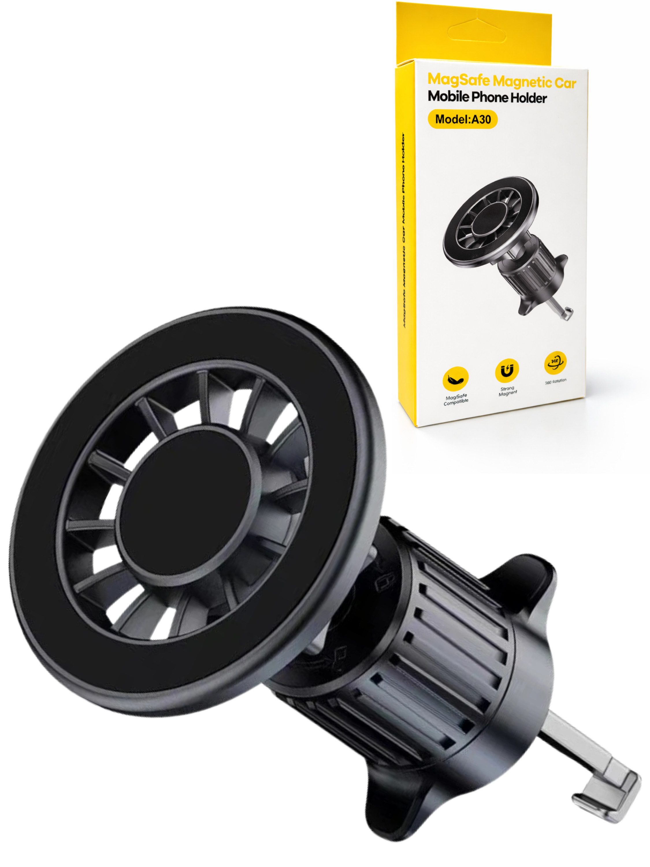 RUHE Handy-Halterung Auto KFZ Magnetische Handyhalterung für MagSafe Autohalterung flexibel, (bis 8 Zoll, Packung, 1-tlg., Lüftungsgitter, Universal Lüftung Handyhalterung für iPhone Magsafe Hülle Smartphone)