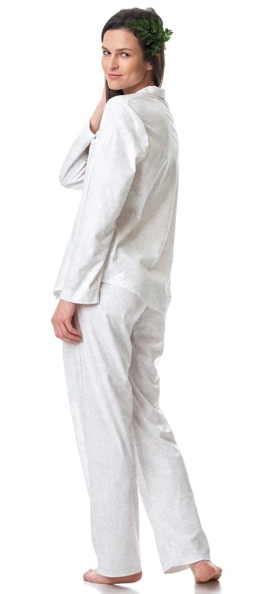 Key Pyjama mit langen lange Kragenhemd Ärmeln, Hose