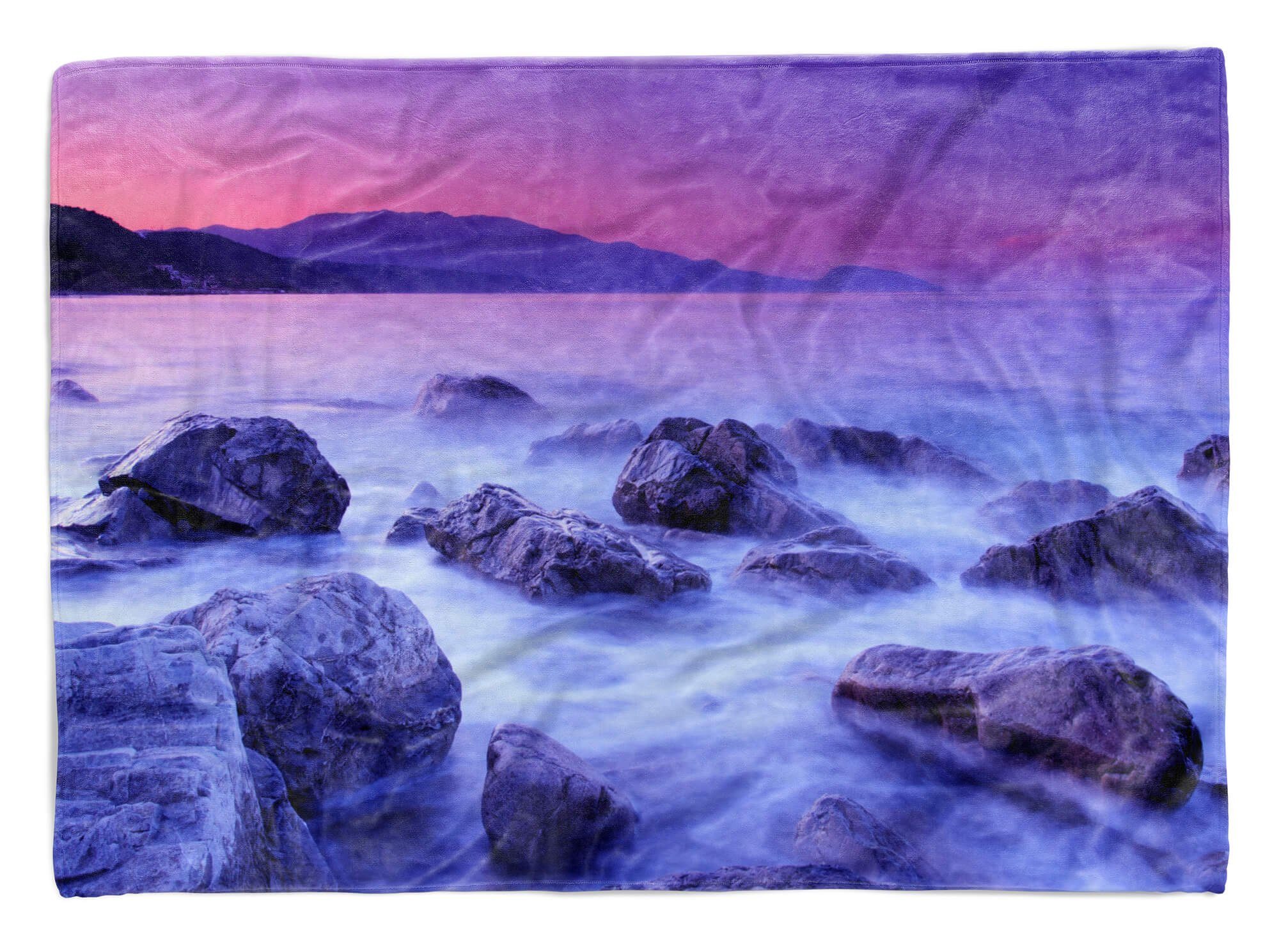 Sinus Art Handtücher Handtuch Strandhandtuch Saunatuch Kuscheldecke mit Fotomotiv Meer Felsen Kunstv, Baumwolle-Polyester-Mix (1-St), Handtuch