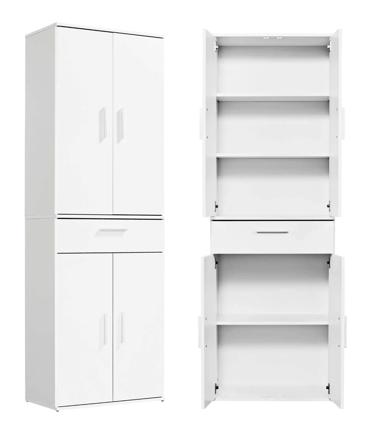 mokebo Mehrzweckschrank Der Praktische (180cm Höhe) in Grau, auch als Apothekerschrank, Aktenschrank oder Vorratsschrank