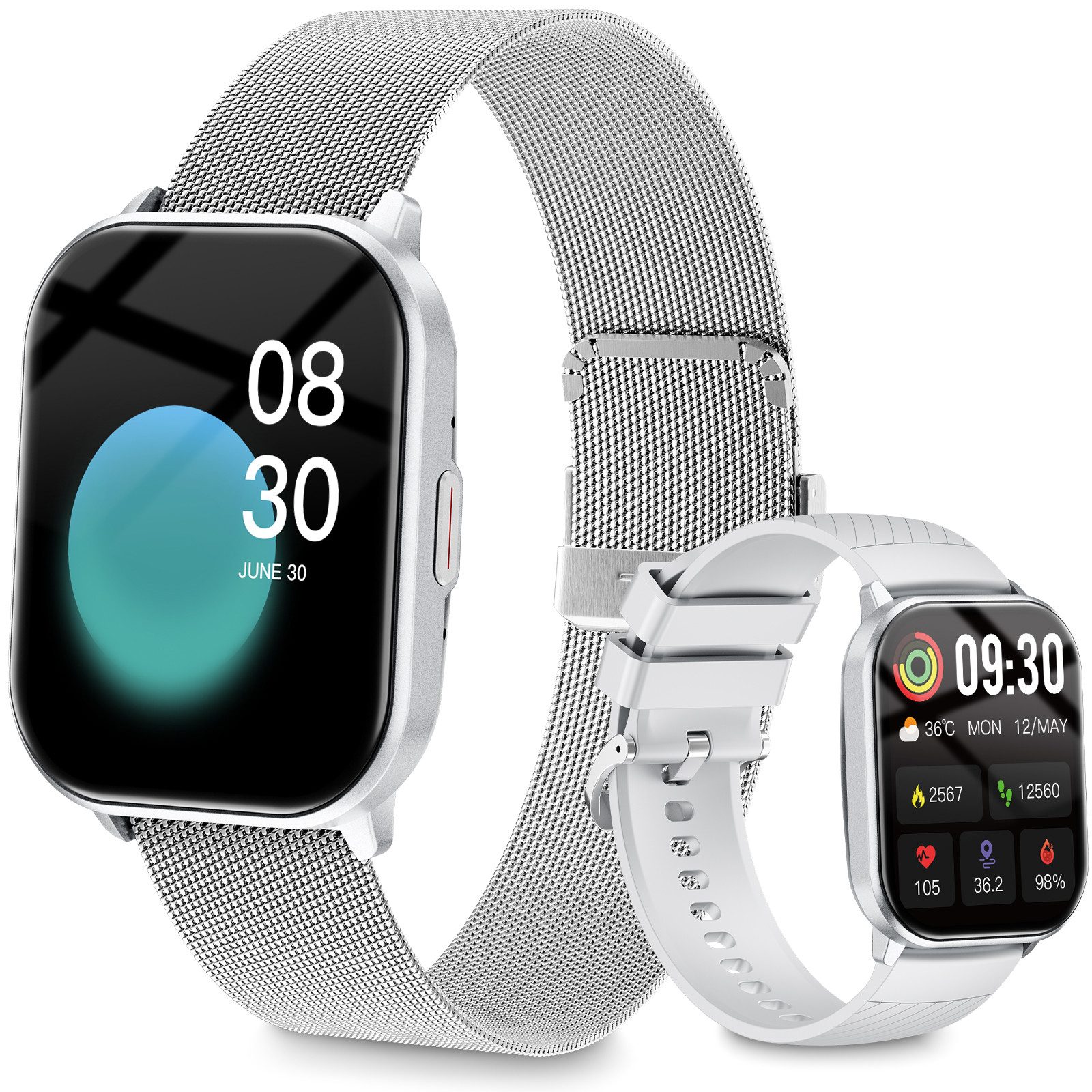 Smartwatch Damen Herren, Neueste Fitness Uhr mit Anruffunktion Smartwatch