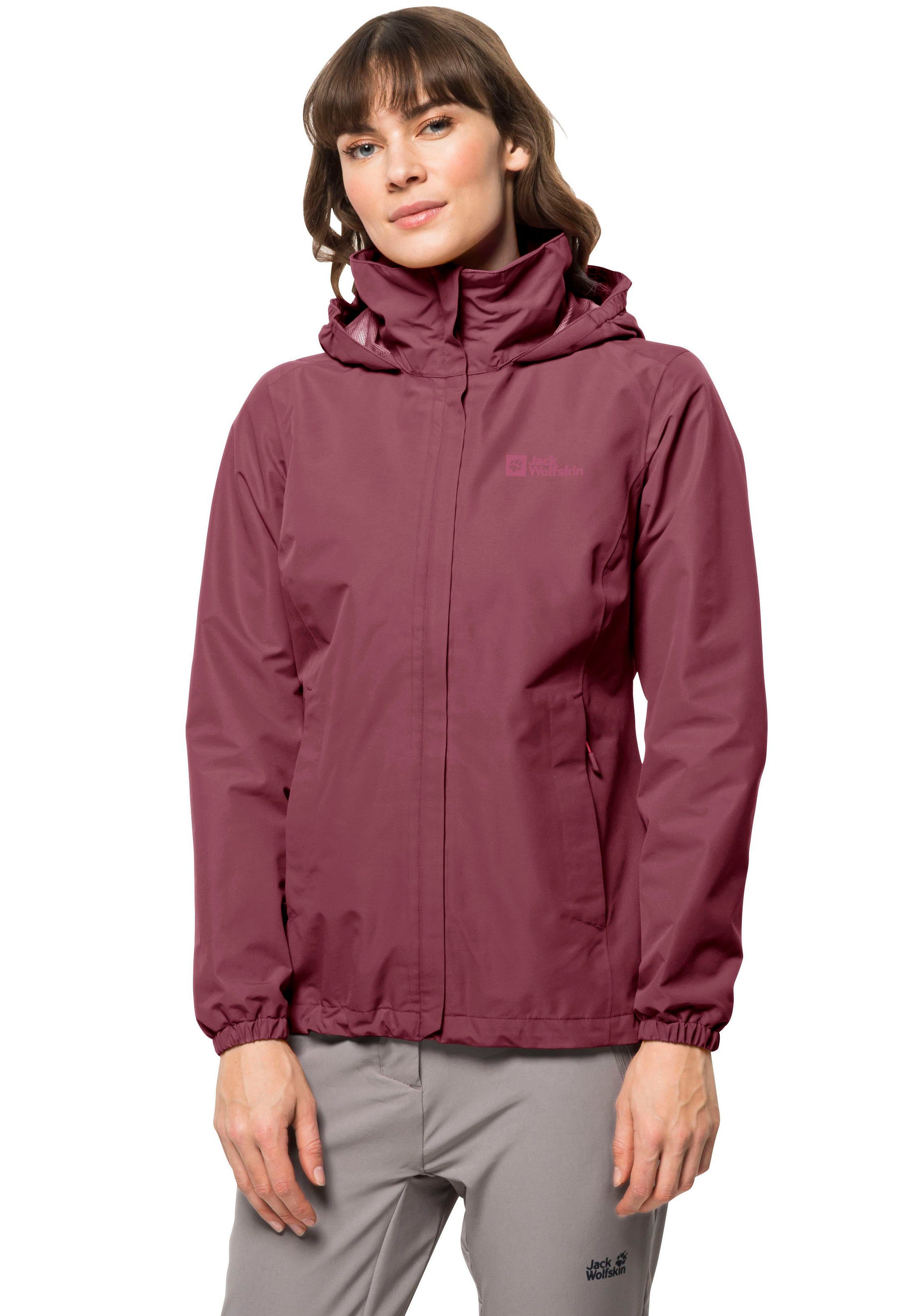 Jack Wolfskin Funktionsjacke STORMY POINT 2L JKT W mit verstaubarer Kapuze rot