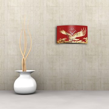 dixtime Wanduhr Goldadler rot Designer Wanduhr modernes Wanduhren Design leise kein (Einzigartige 3D-Optik aus 4mm Alu-Dibond)