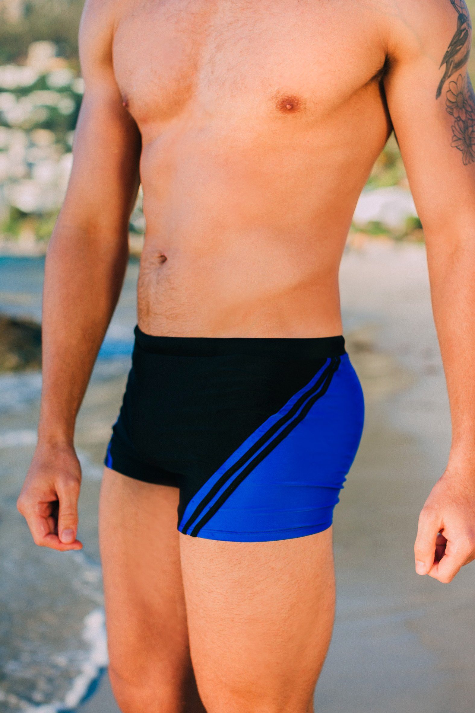 Hose Schnelltrocknende Boardshorts Herren Shorts mit TS8 Streifenmuster Blau Luvanni Badehose Badeshorts TS7 Schwimmhose Männer Beachshorts Badehose