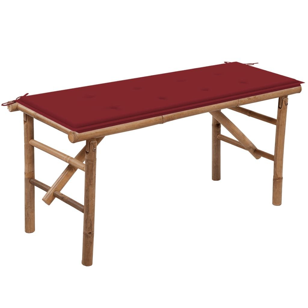 vidaXL Gartenbank Klappbare Gartenbank mit Auflage 118 cm Bambus (1-St)