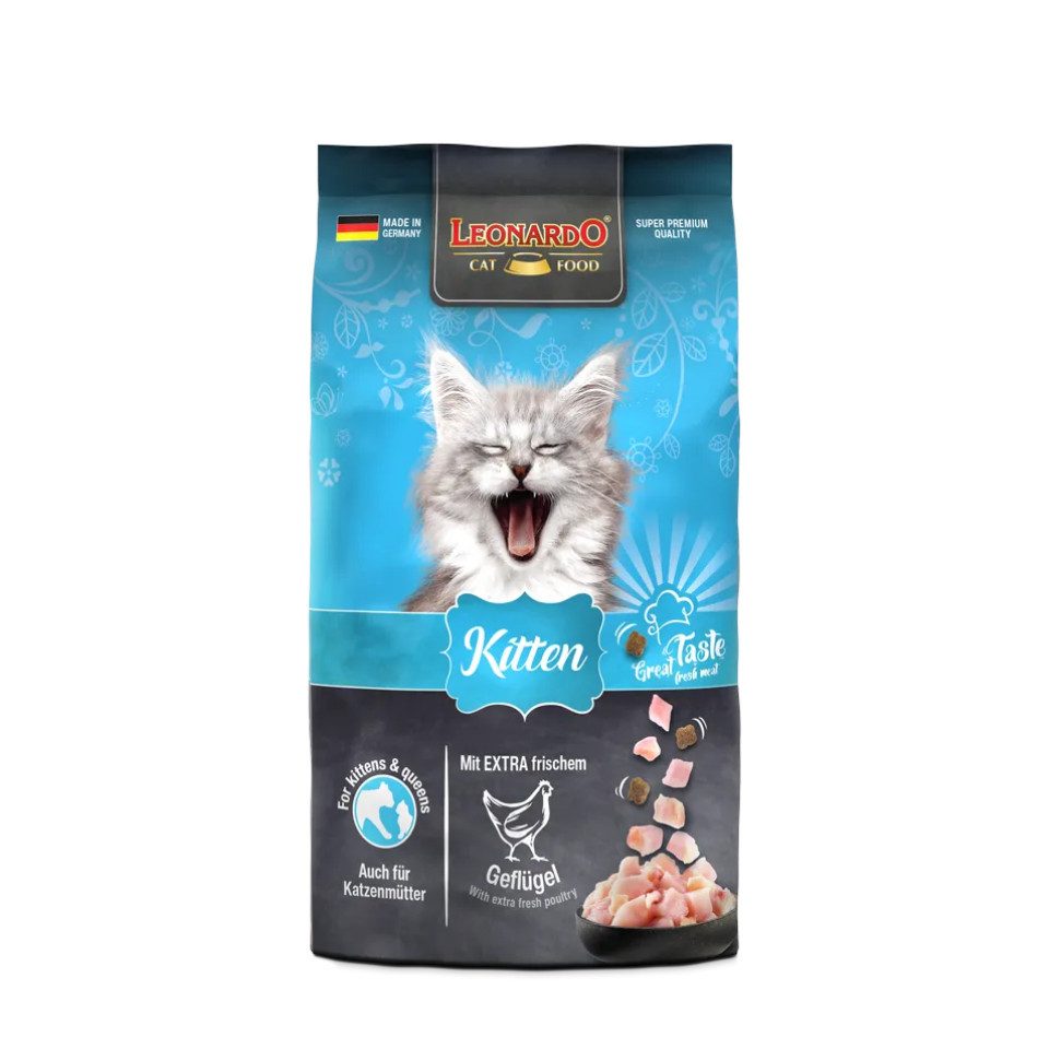 Leonardo Catfood Kitten - Trockenfutter mit Geflügel für Kätzchen unter 1 Jahr, Trockenfutter für: Katzen