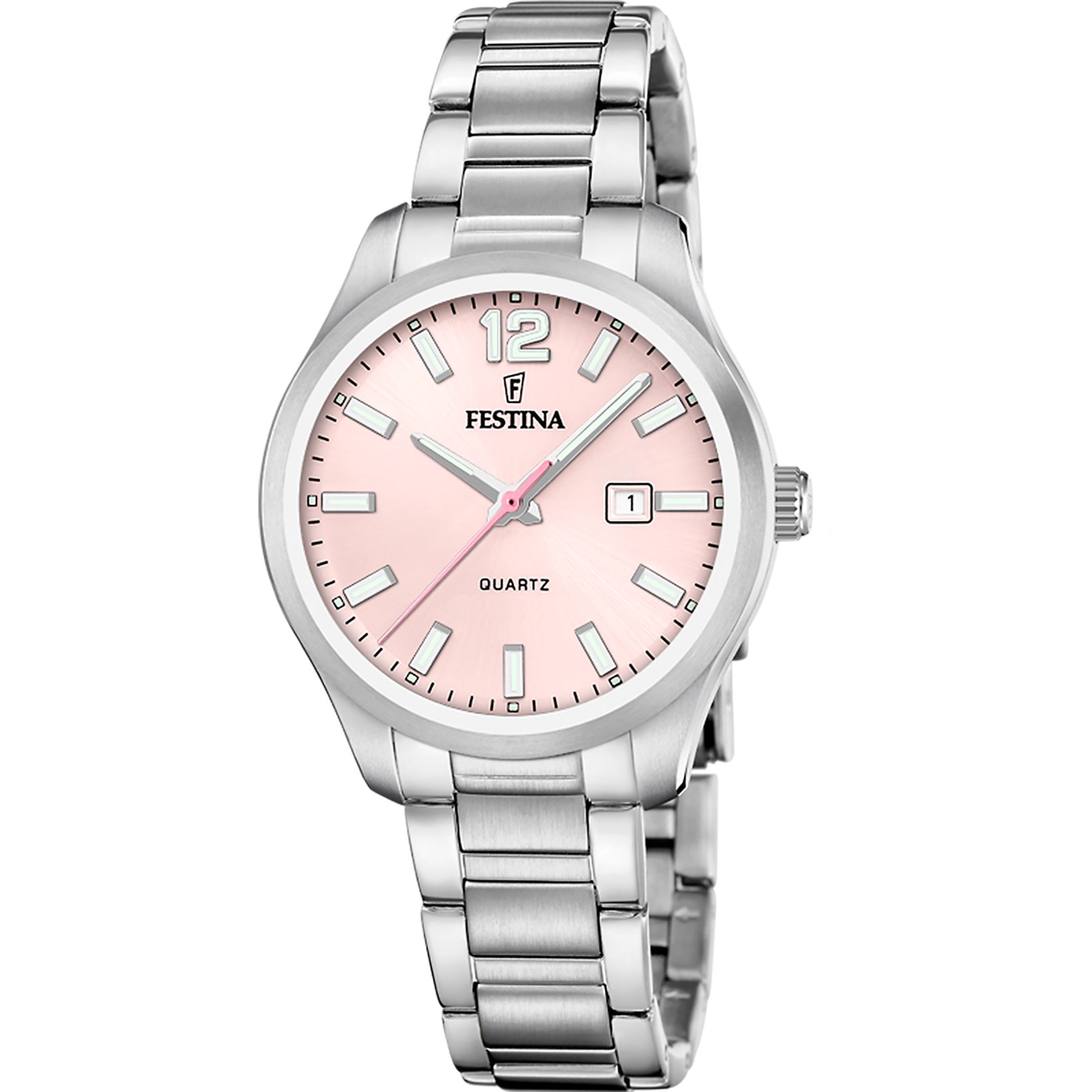 Festina Quarzuhr Classic Steel F20737/2, Armbanduhr, Damenuhr, Edelstahlarmband, analog, Tag