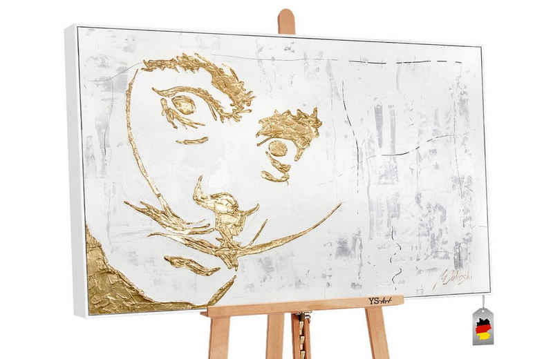 YS-Art Gemälde Dali, Menschen, Salvador Dalí auf Leinwand Bild Handgemalt Gold mit Rahmen