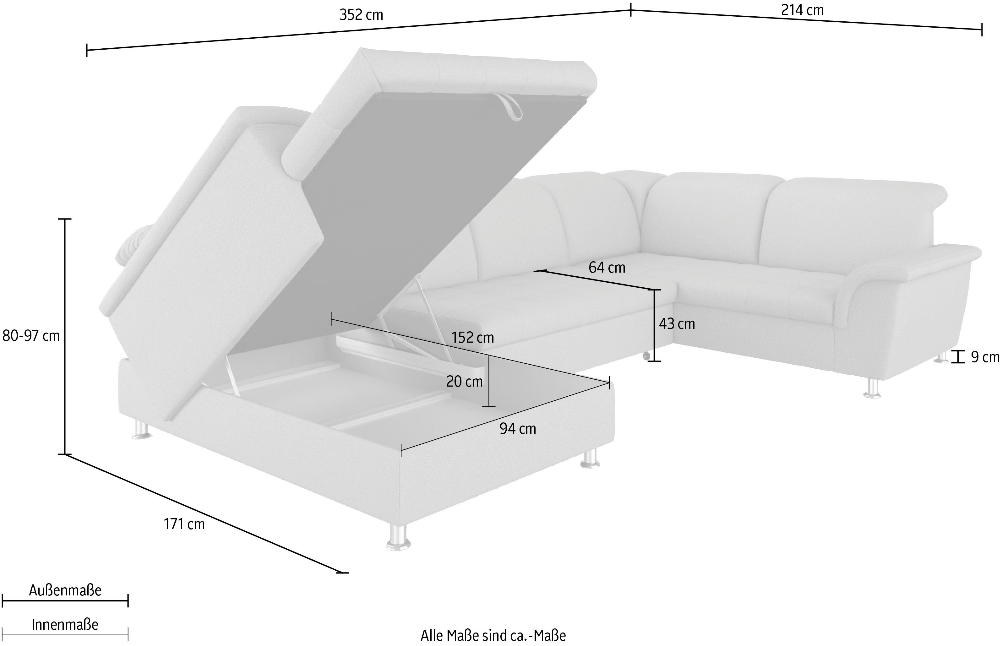 Bettkasten DOMO XXL-Format, Bettfunktion, collection wahlweise im mit Franzi, Wohnlandschaft