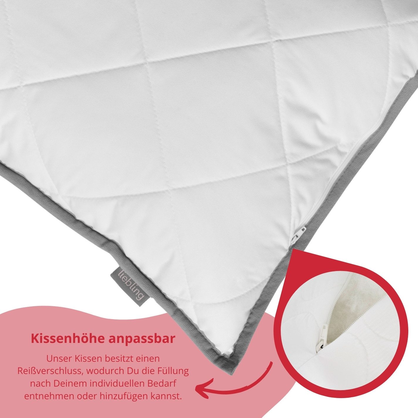 liebling Kopfkissen mit Top Cool Gewebe, Füllung: 100% Polyester (Hohlfaser), Made in EU – Bild 4 von 5