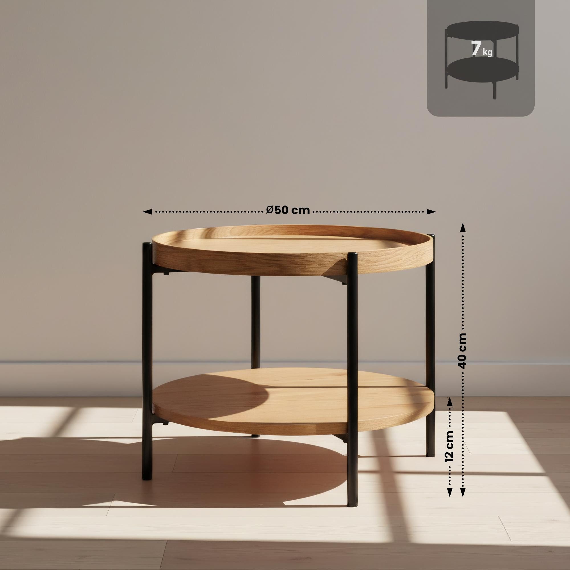 CLP Couchtisch Corbitan (1er), Holztisch, pulverbeschichtetes Metall