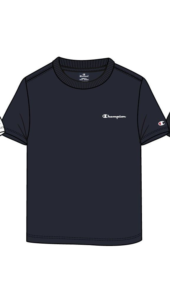 Champion T-Shirt (Baumwolle) Crew mit Kleinen-Logo-Schriftzug 2023 navyblau Jungen