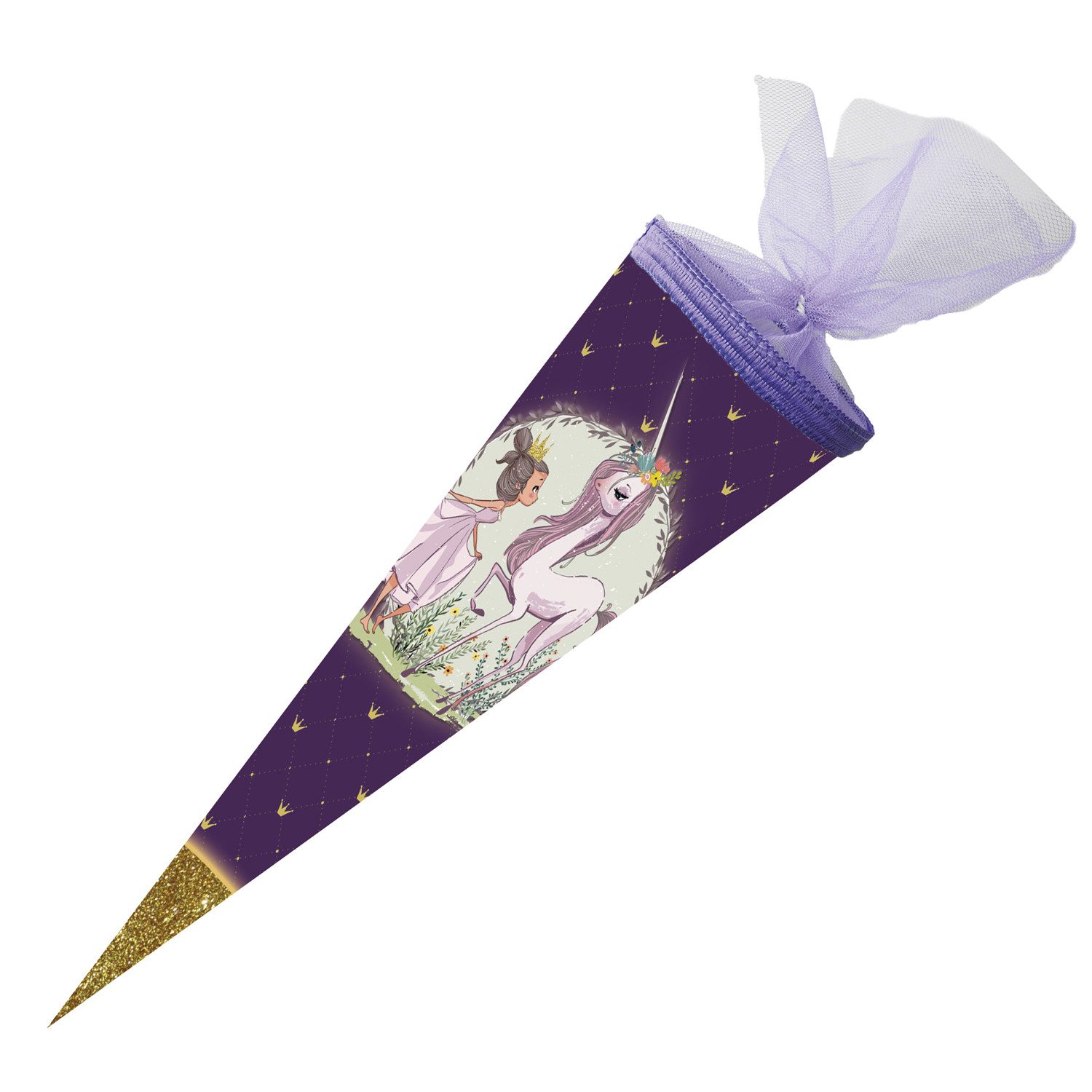 Schultüte Nestler Schultüte Einhorn Prinzessin rund 50cm