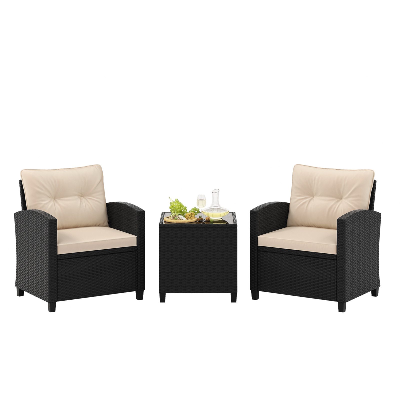COSTWAY Balkonset, (3-tlg), Rattan, 2 Sessel günstig online kaufen