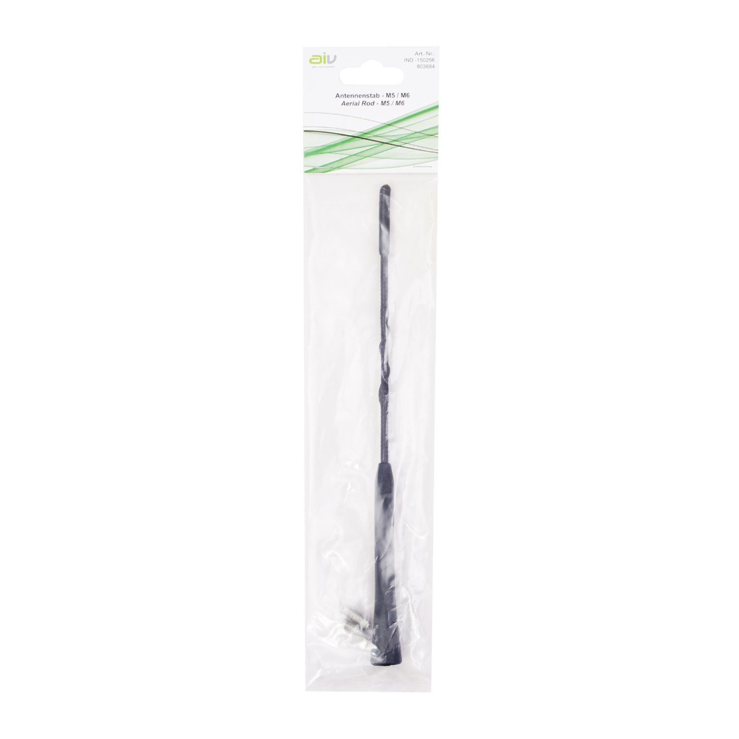 AIV Ersatz-Antennen-Stab M5/M6 23cm Schwarz Autoradio-Ersatzantennenstab (AM,FM,UKW,Radio), M5 M6-Gewinde Adapter Fiberglas Antenne AM FM UKW Auto-Radio