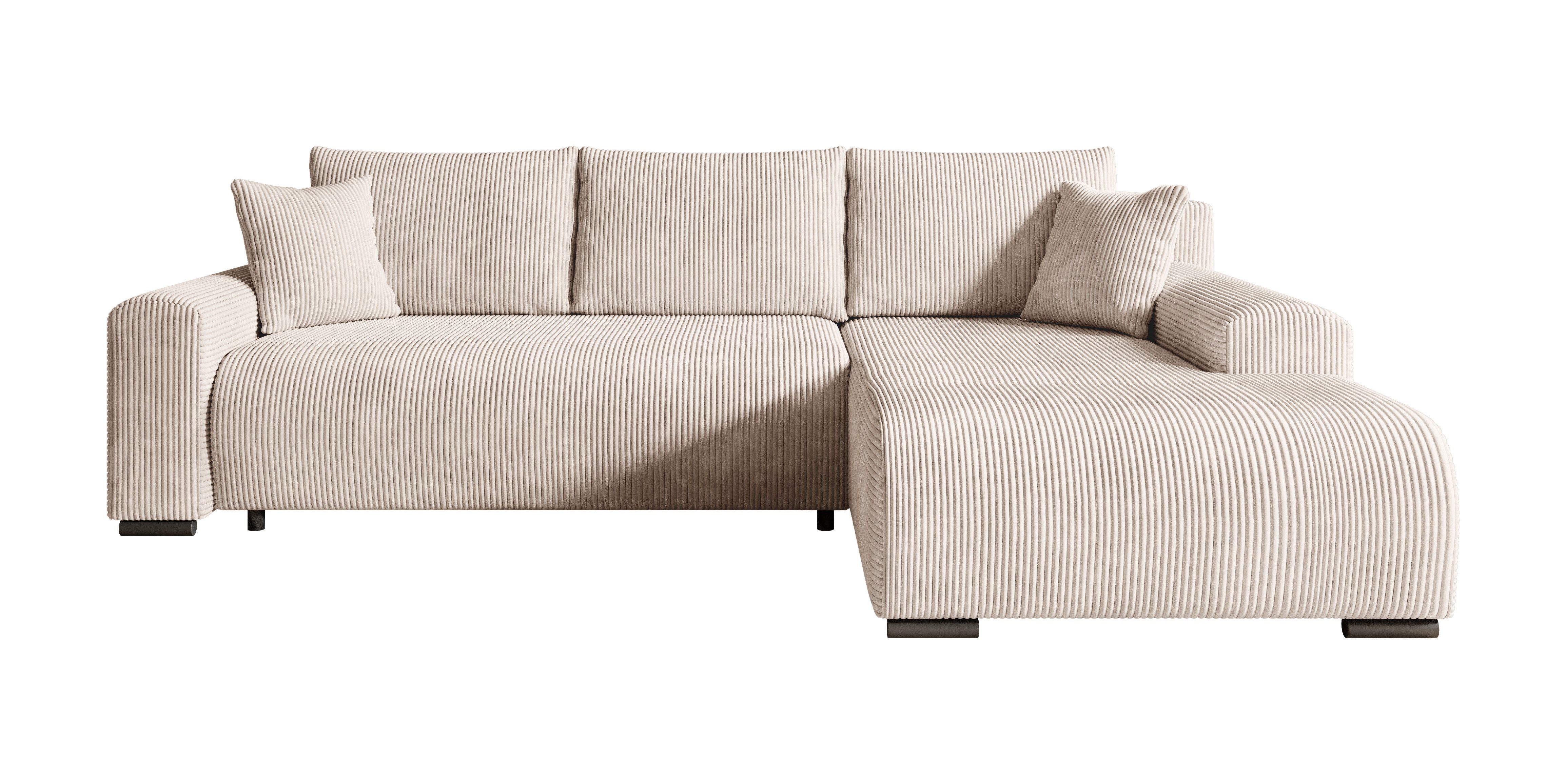 storez24 Ecksofa Ellen, mit Bettkasten und Schlaffunktion, Cordstoff, L-For günstig online kaufen