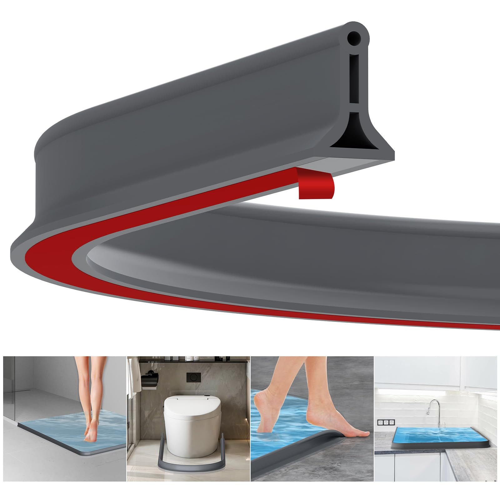 Venkuber Duschdichtung 2 m Duschdichtung, selbstklebender Spritzschutzstrei günstig online kaufen