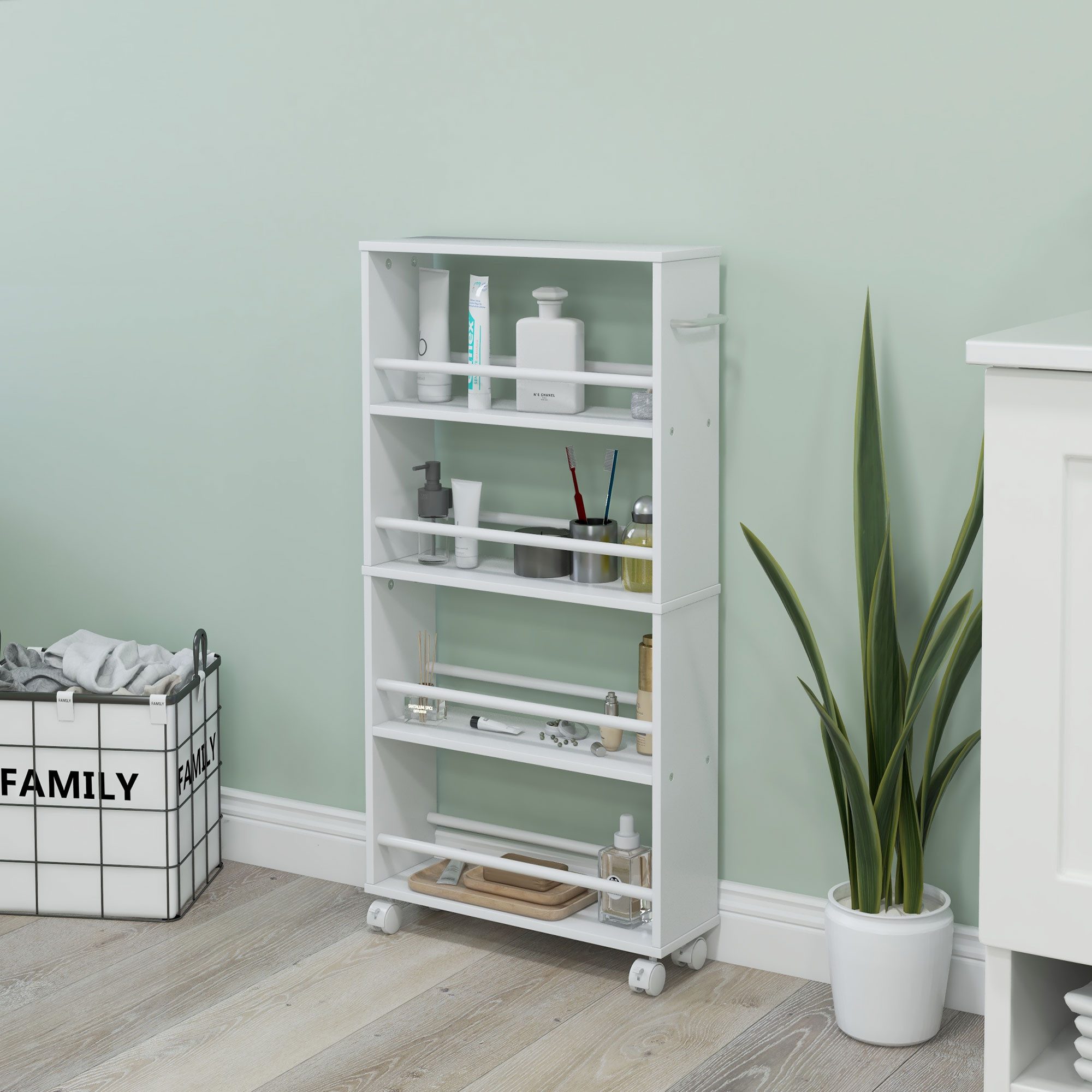 HOMCOM Servierwagen Rollwagen mit 4 Etagen, Griffe, (Aufbewahrungswagen, 1 günstig online kaufen