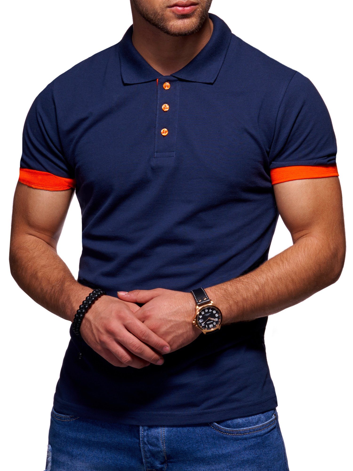 Style-Division Navy-Orange Polo-Hemd Poloshirt SDTACOMA Basic