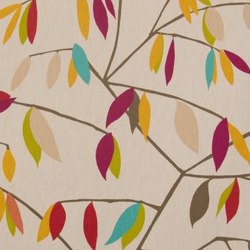 Vorhang SCHÖNER LEBEN. Vorhang beige mit Blätter braun grün rot 245cm, SCHÖNER LEBEN., (1 St), blickdicht, Baumwolle, handmade, made in Germany, vorgewaschen
