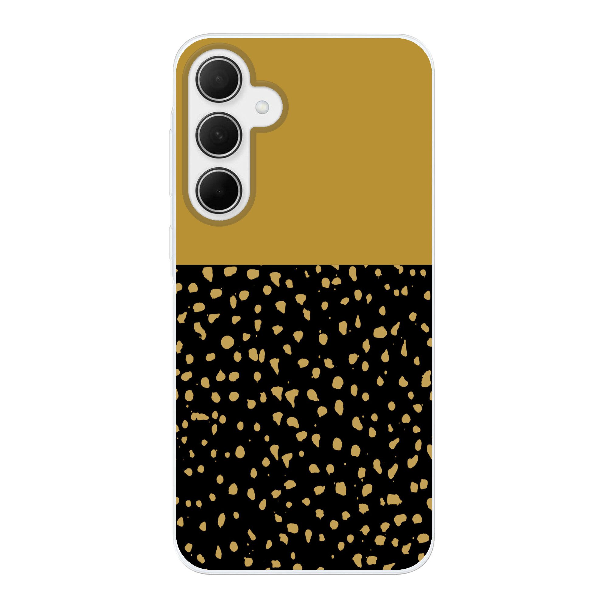 MuchoWow Handyhülle für Samsung Galaxy A35 5G Polka dots - Ockergelb - Schwarz, Smartphone-Bumper, Print, Handy Schutzhülle Dünn