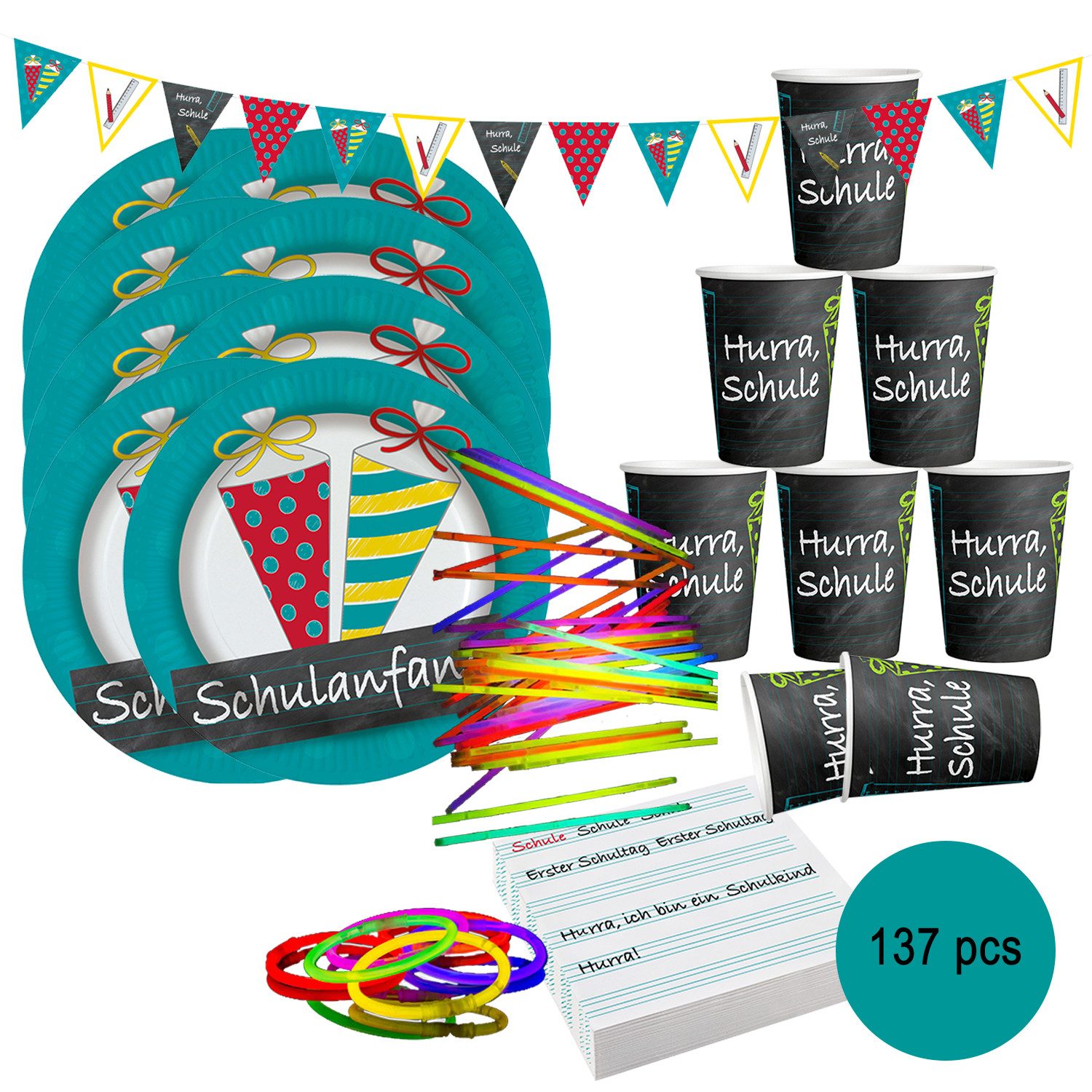 Riethmüller Papierdekoration Schulanfang Party Deko Set - Dekoration für die Einschulung