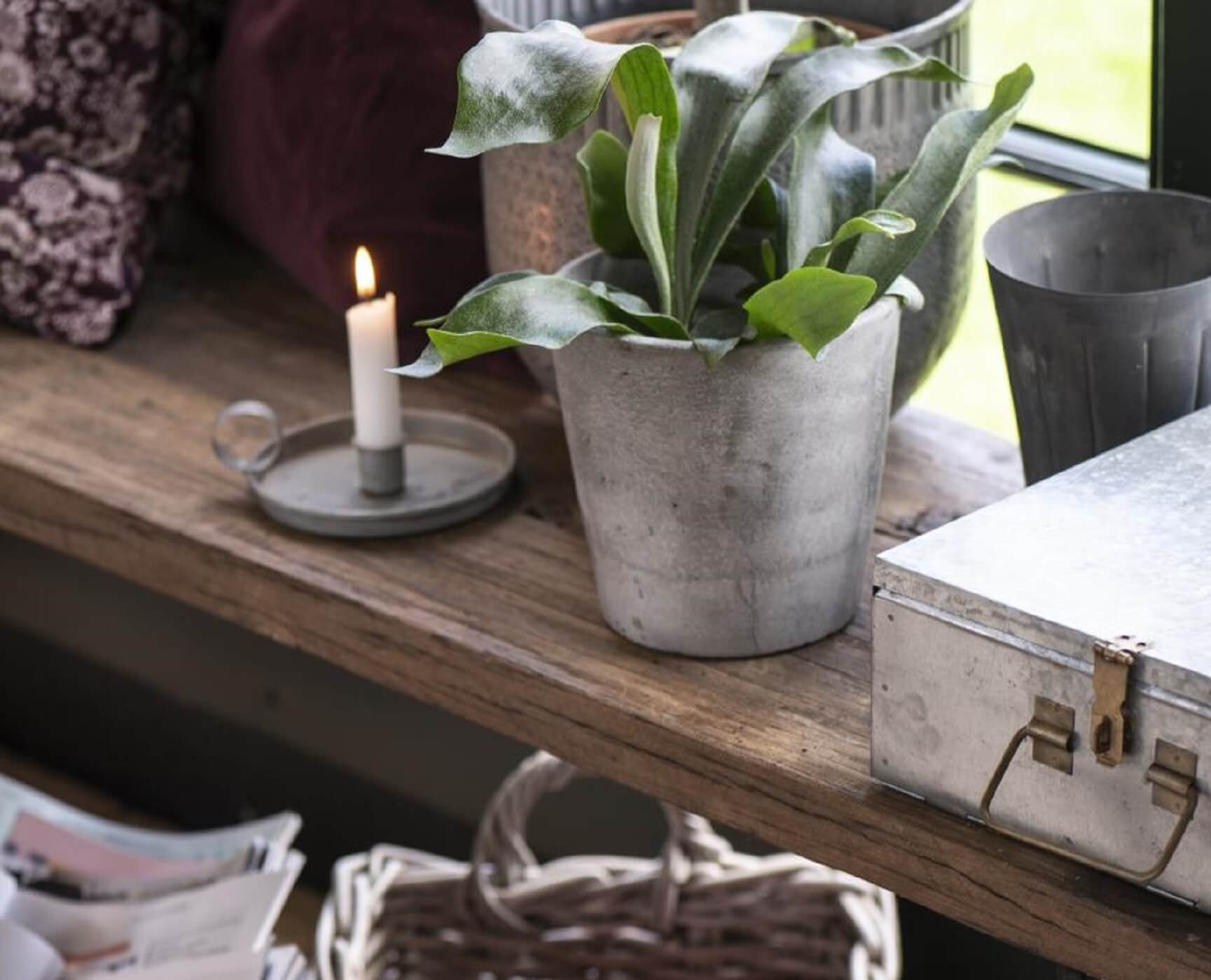 Ib Laursen Teelichthalter IB Laursen Metall Kammer Leuchter grau Henkel für Stab Kerzen Ständer (1 Kerzenhalter)