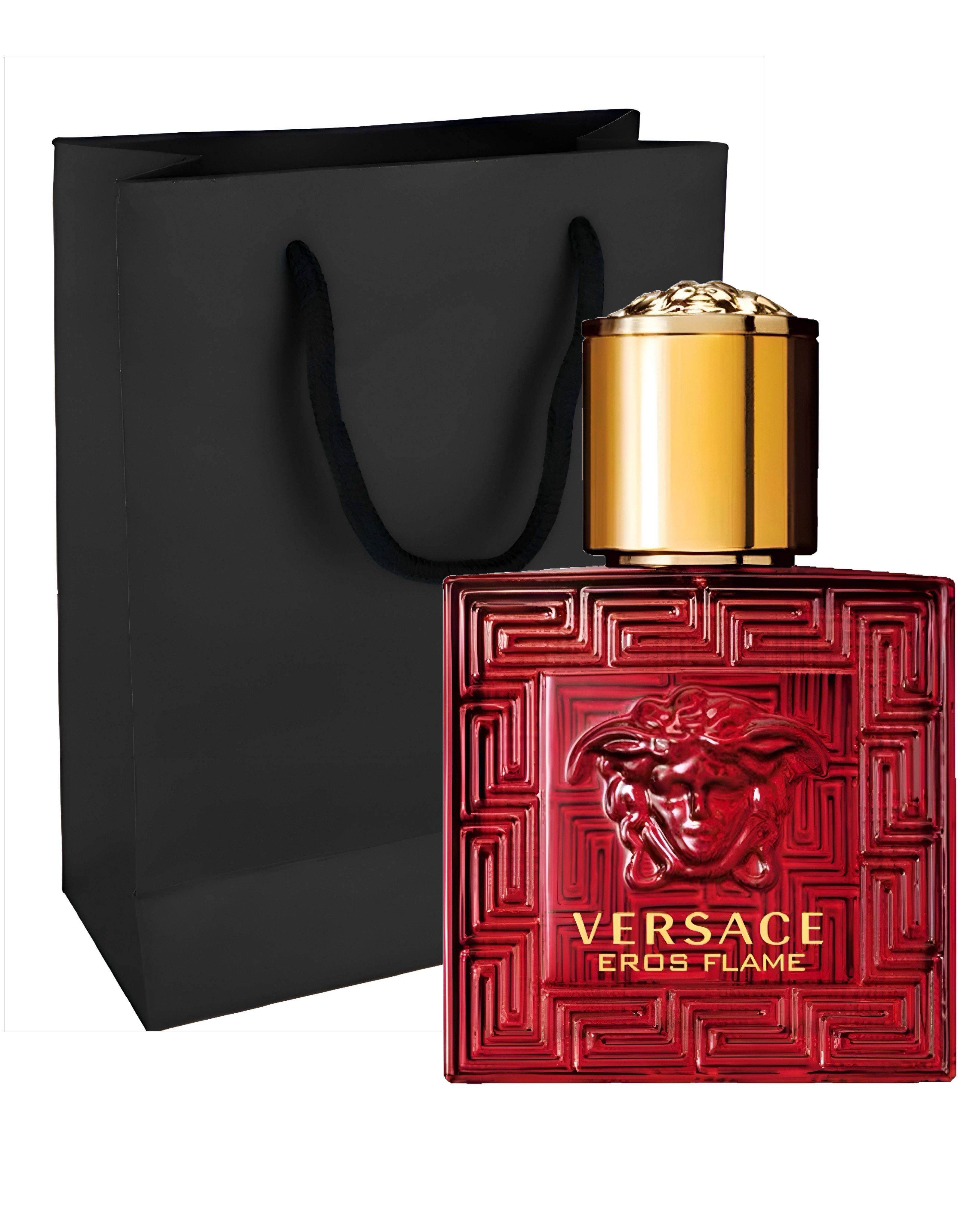 Versace Eau de Parfum Eros Flame EdP Nat. Spray Herren Geschenktasche, 2-tlg., Holzig-würziger Duft mit sinnlicher Tiefe und eleganter Basis.