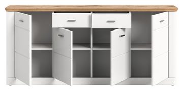 xonox.home Sideboard MODERN TIMES, Nox Eiche Dekor, Weiß matt, 4 Türen, 2 Schubladen, B 195 x H 87 x T 40 cm