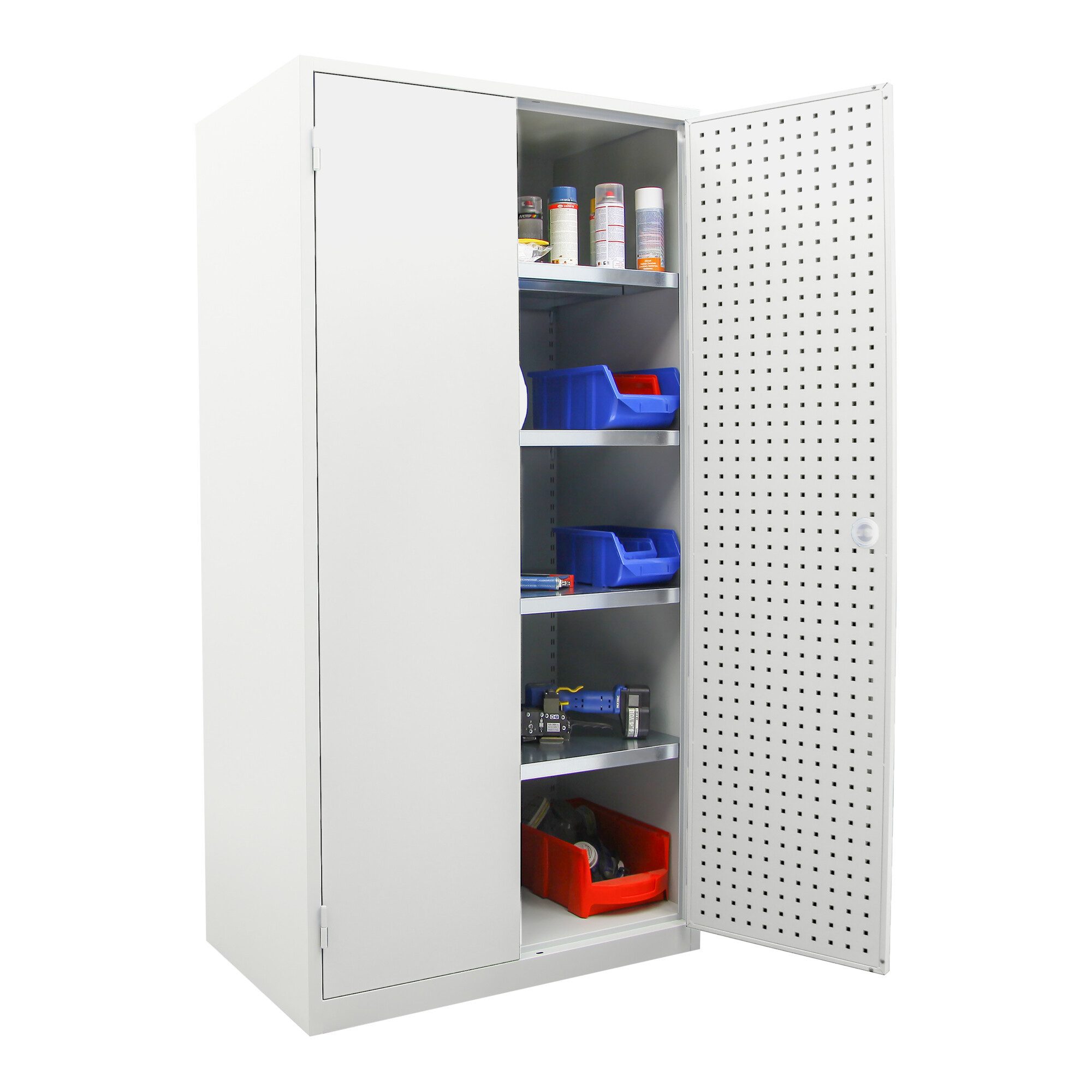 Stier Werkzeugschrank STIER Werkstattschrank 1940x1000x600mm lichtgrau 4 Schrankböden Tür vo
