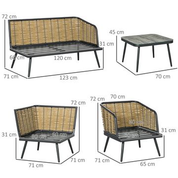 Outsunny Sitzgruppe Gartensitzgruppe, mit Sitzkissen, (Sitzmöbel, 5-tlg., Gartenmöbel-Set), Sand 123L x 49B x 47H cm