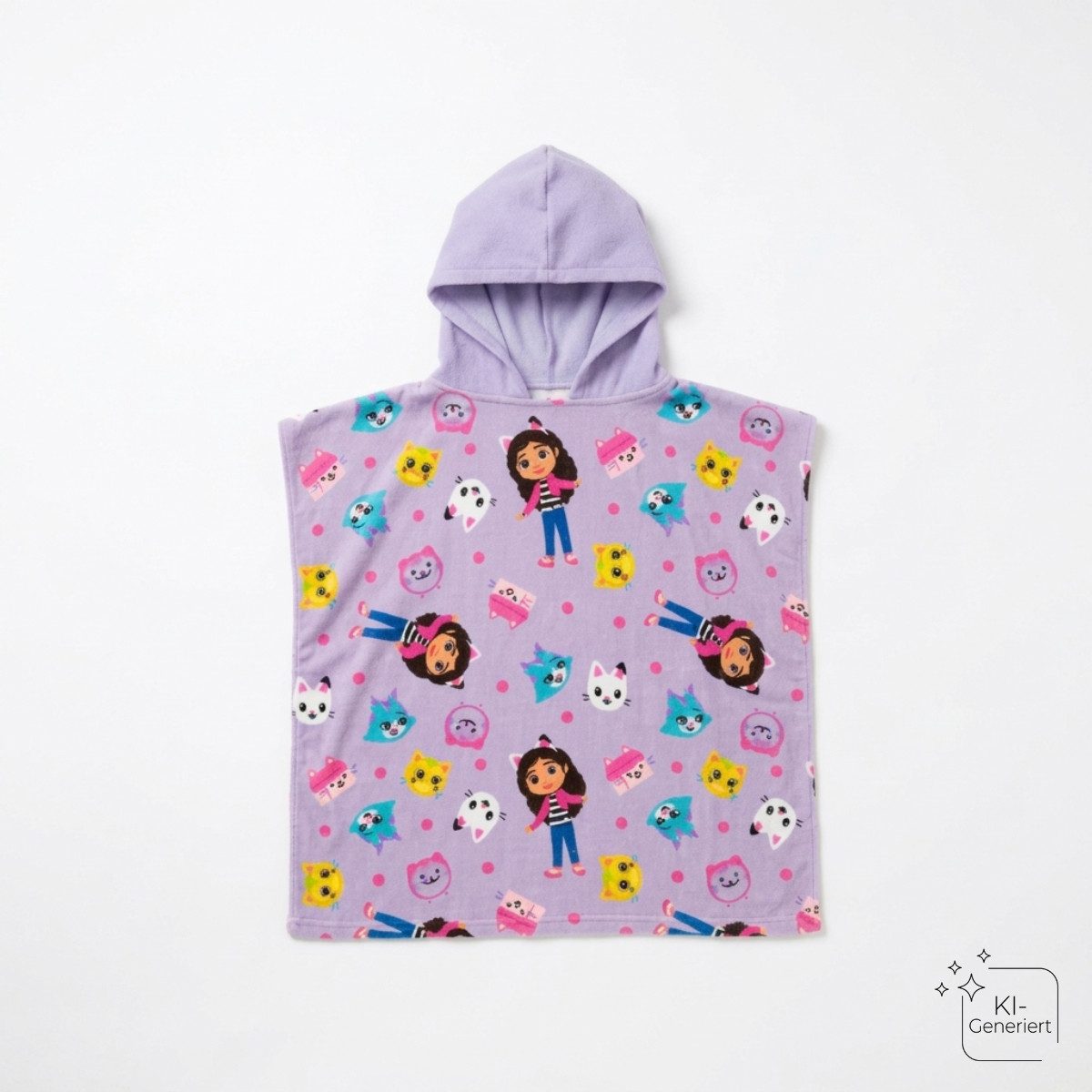 Gabby's Dollhouse Badeponcho Kinder 55 × 110 cm für Schwimmbad Strand und Zuhause, Polyester