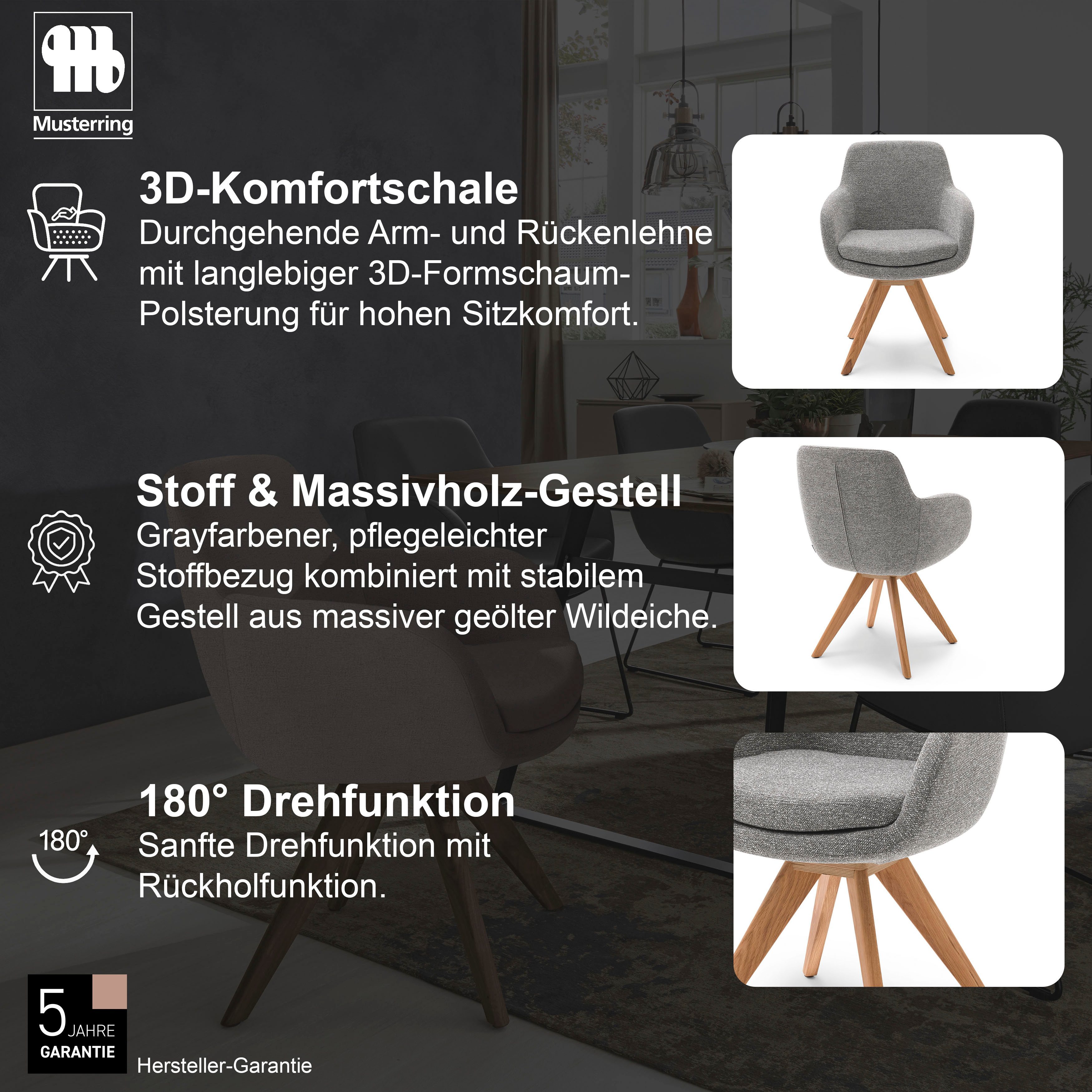 Musterring Esszimmerstuhl Tavia (Set, 2 St), Stativgestell Wildeiche massiv, Drehfunktion optional, diverse Farben