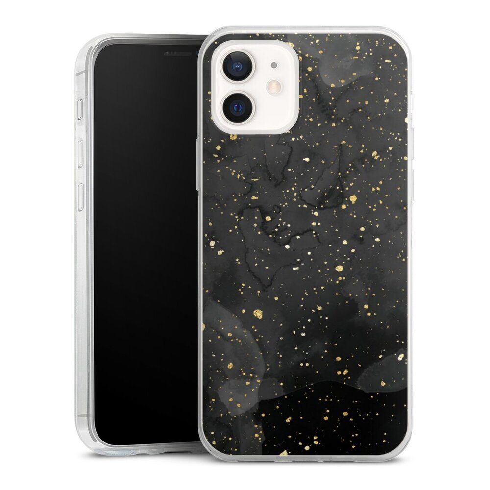 DeinDesign Handyhülle Marmor Glitzer Look Gold & Kupfer Marble Black Gold Look Print, Apple iPhone 12 Slim Case Silikon Hülle Ultra Dünn Schutzhülle