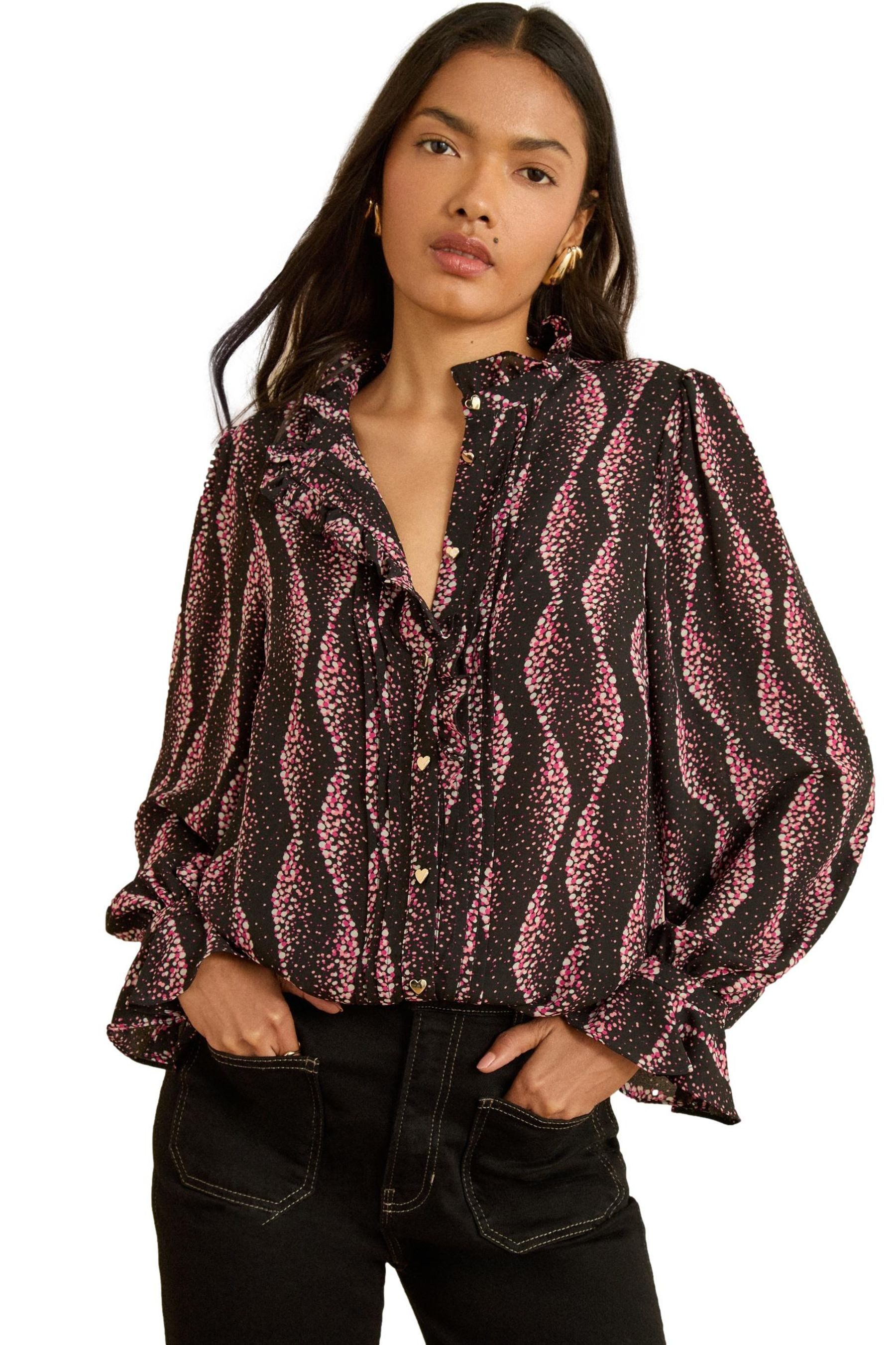 Langarmbluse Love & Roses Bluse mit Rüschendetail, Regular