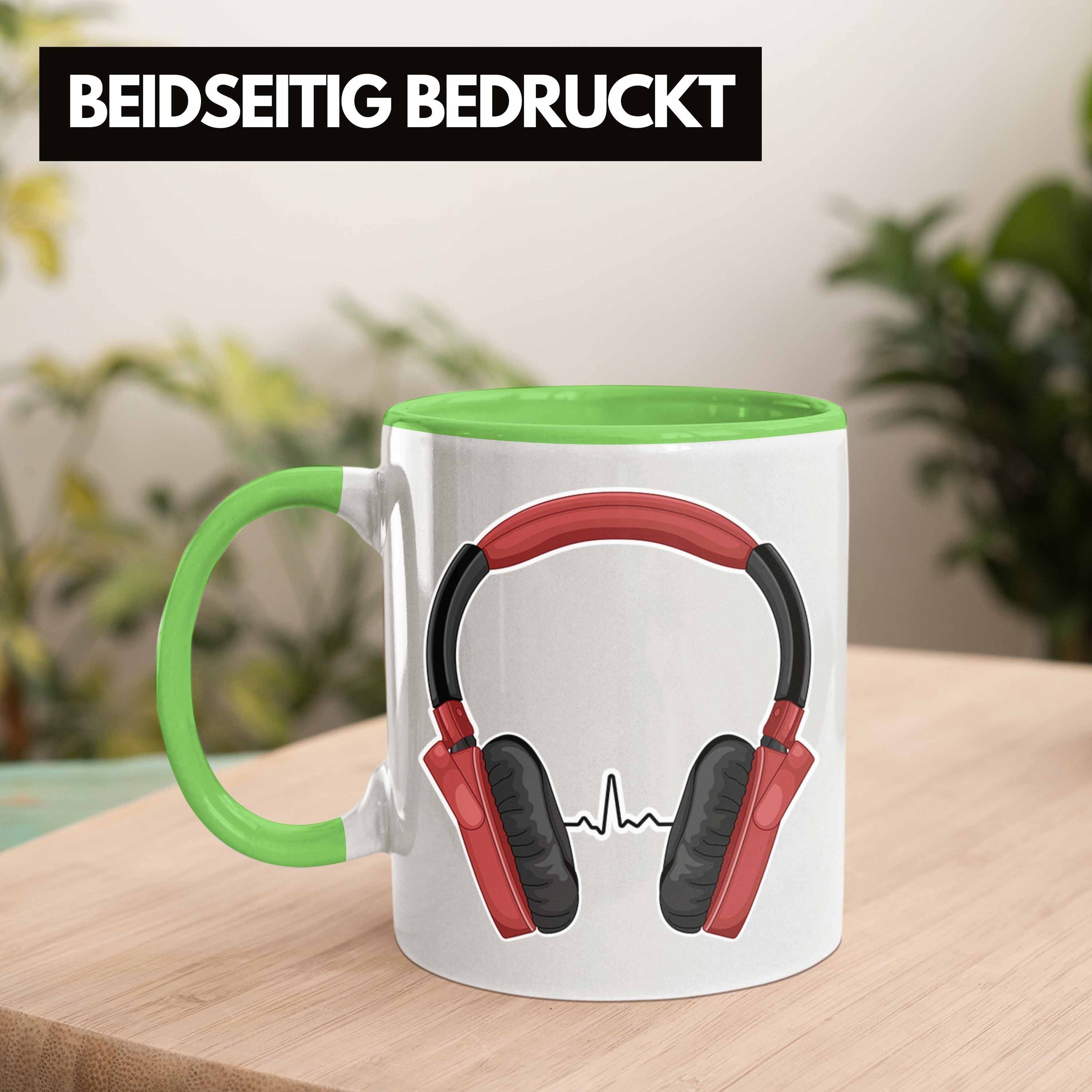 Trendation Musikliebhaber Grün Musiker Musiklehrer Trendation Geschenkidee Tasse Geschenkideen Musiklehrerin Tasse - Geschenk Coach Herzschlag Musik