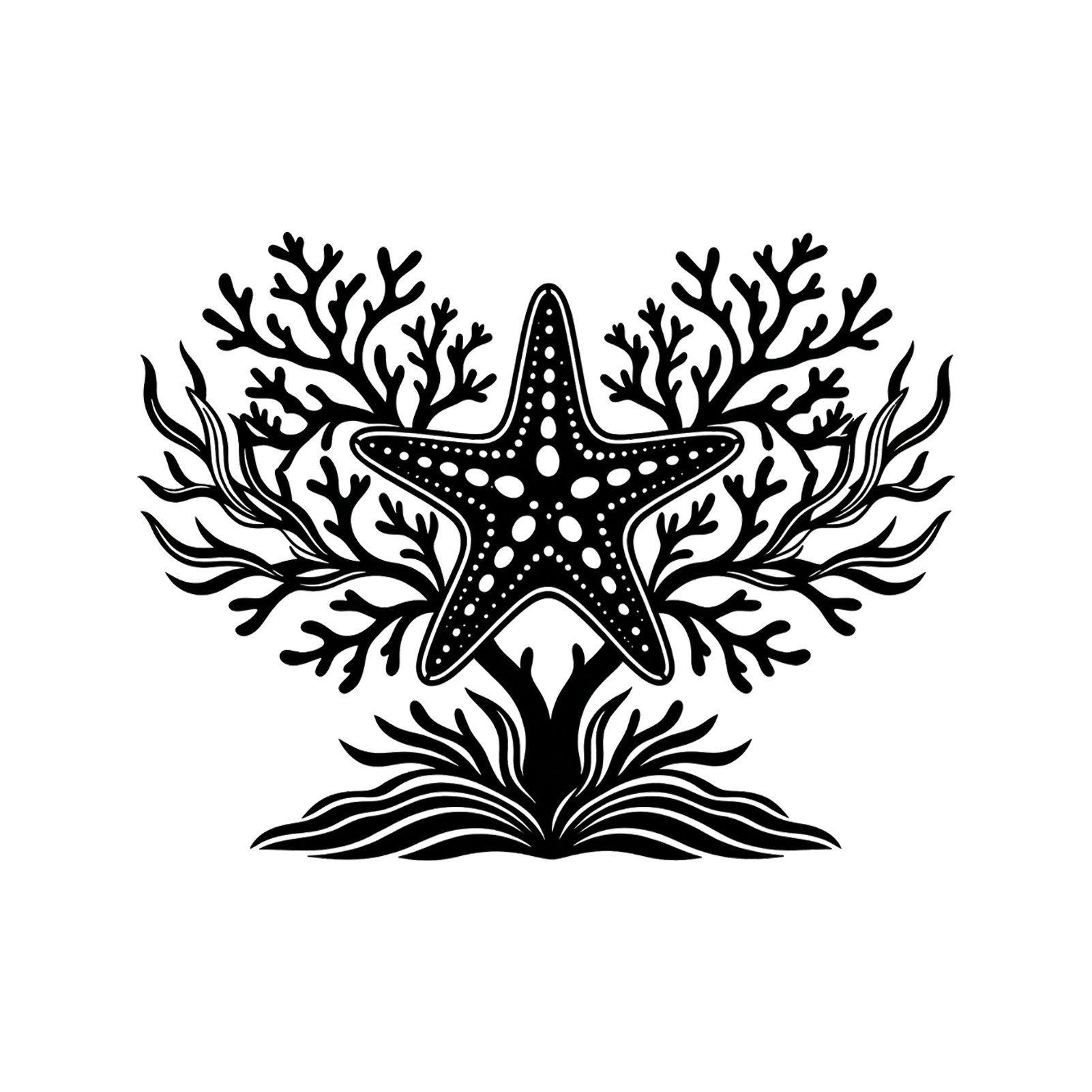 Jumpeak Wanddekoobjekt Wanddekoration mit Seesternen und Korallen,Seegras,feine Linienführung, Metall, 4 Farben, 2 Größen, Wanddekoration für das Wohnzimmer,Heilend