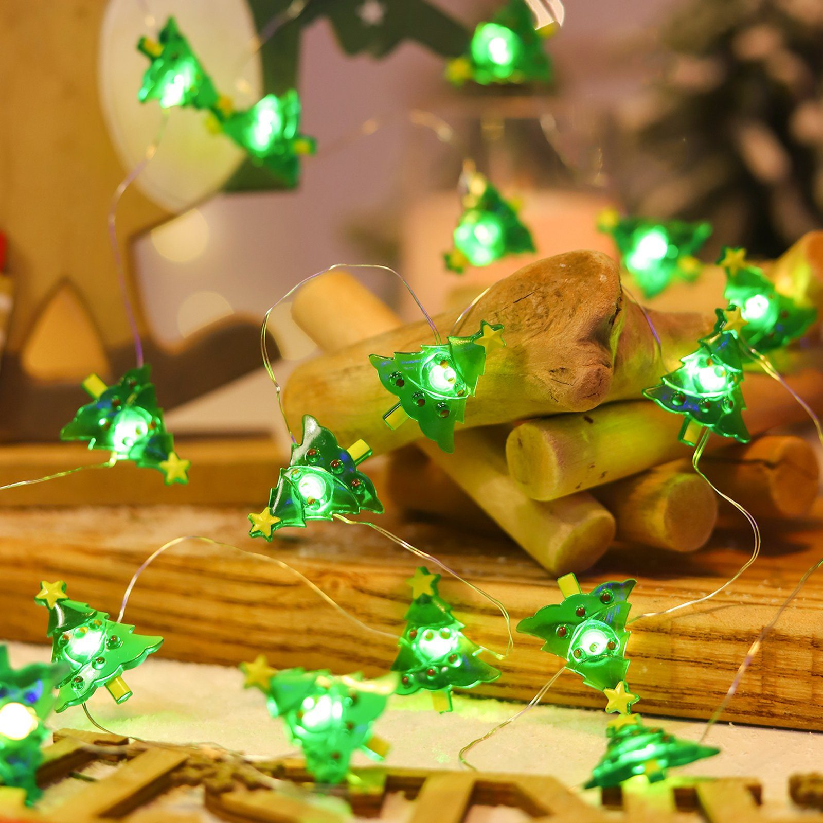 Rosnek LED-Lichterkette 1/2M, Weihnachtsmotiv, Kupferdraht, batterie, für Schlafzimmer Party, Restaurant Deko Weihnachtsbaum