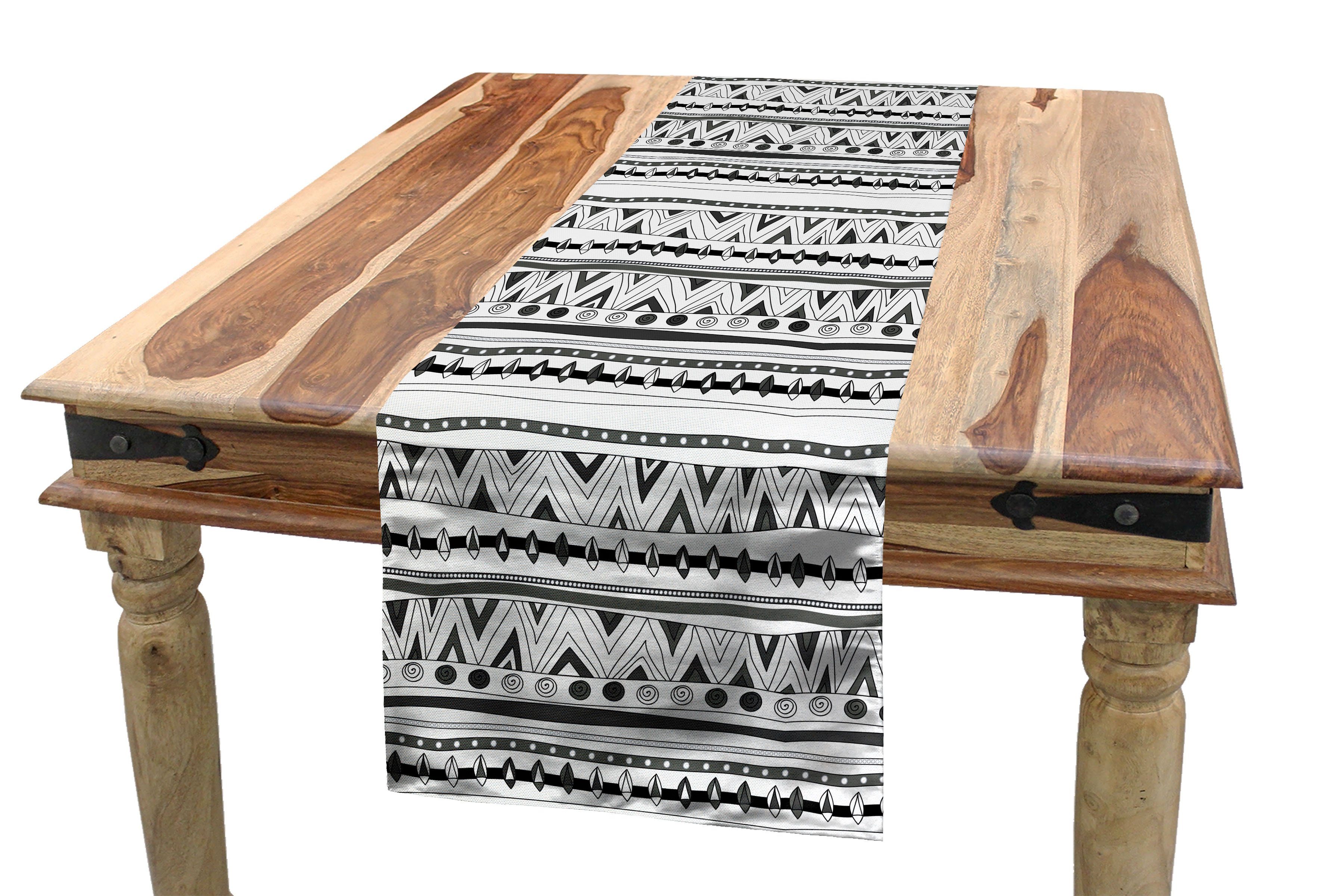 Primitive Abakuhaus Dekorativer Esszimmer Amerikanischer Küche Rechteckiger Tischläufer, Aztec Ureinwohner Tischläufer