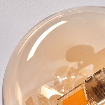 hofstein Deckenleuchte Deckenlampe aus Metall/Glas in Schwarz/Bernsteinfarben, ohne Leuchtmittel, Leuchte im Retro-Design aus Glas, 4 x G9 LED, ohne Leuchtmittel