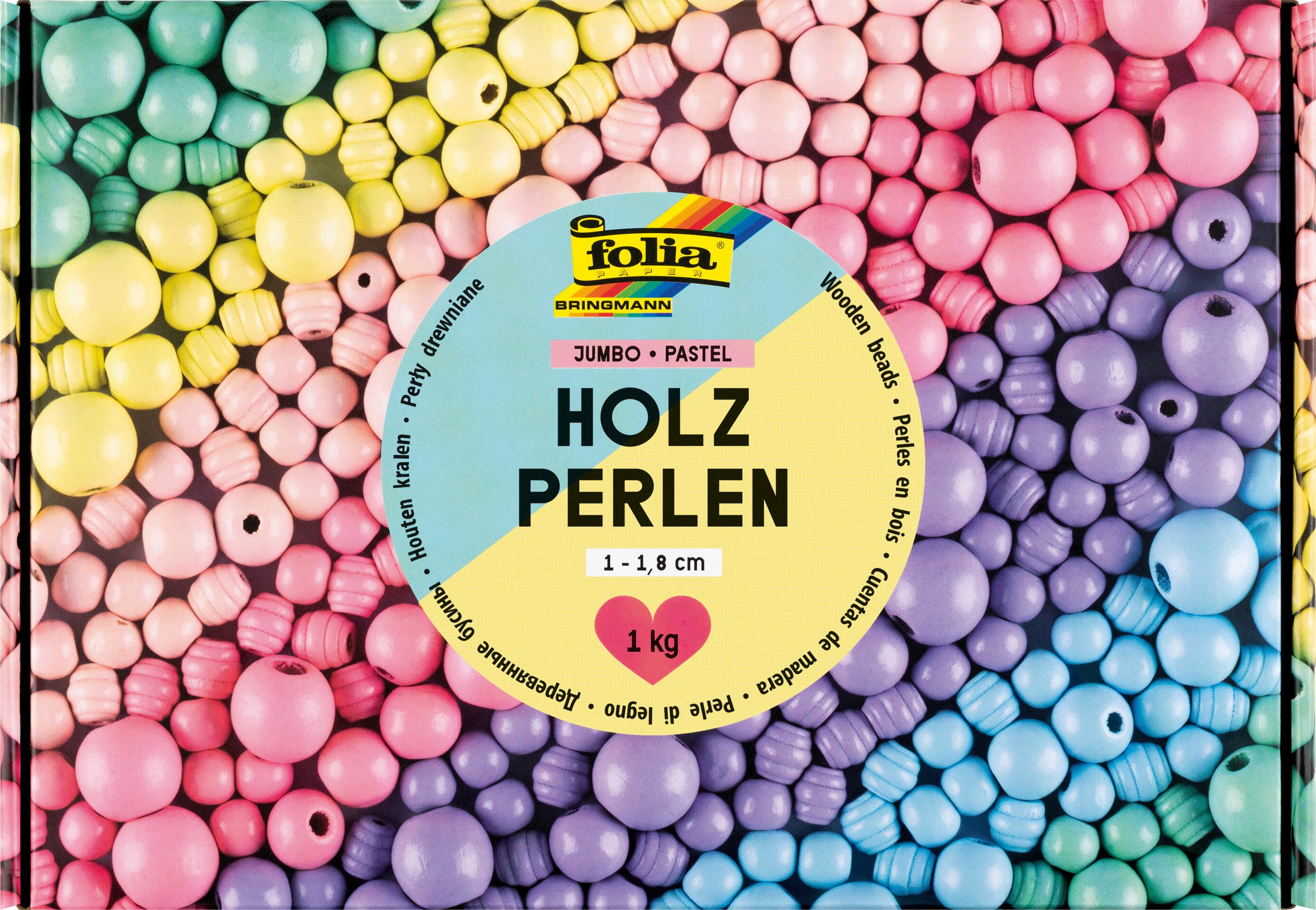 Folia Bastelperlen Jumbo Pack 'Pastell', 1-1,8cm sortiert, 1 Kg