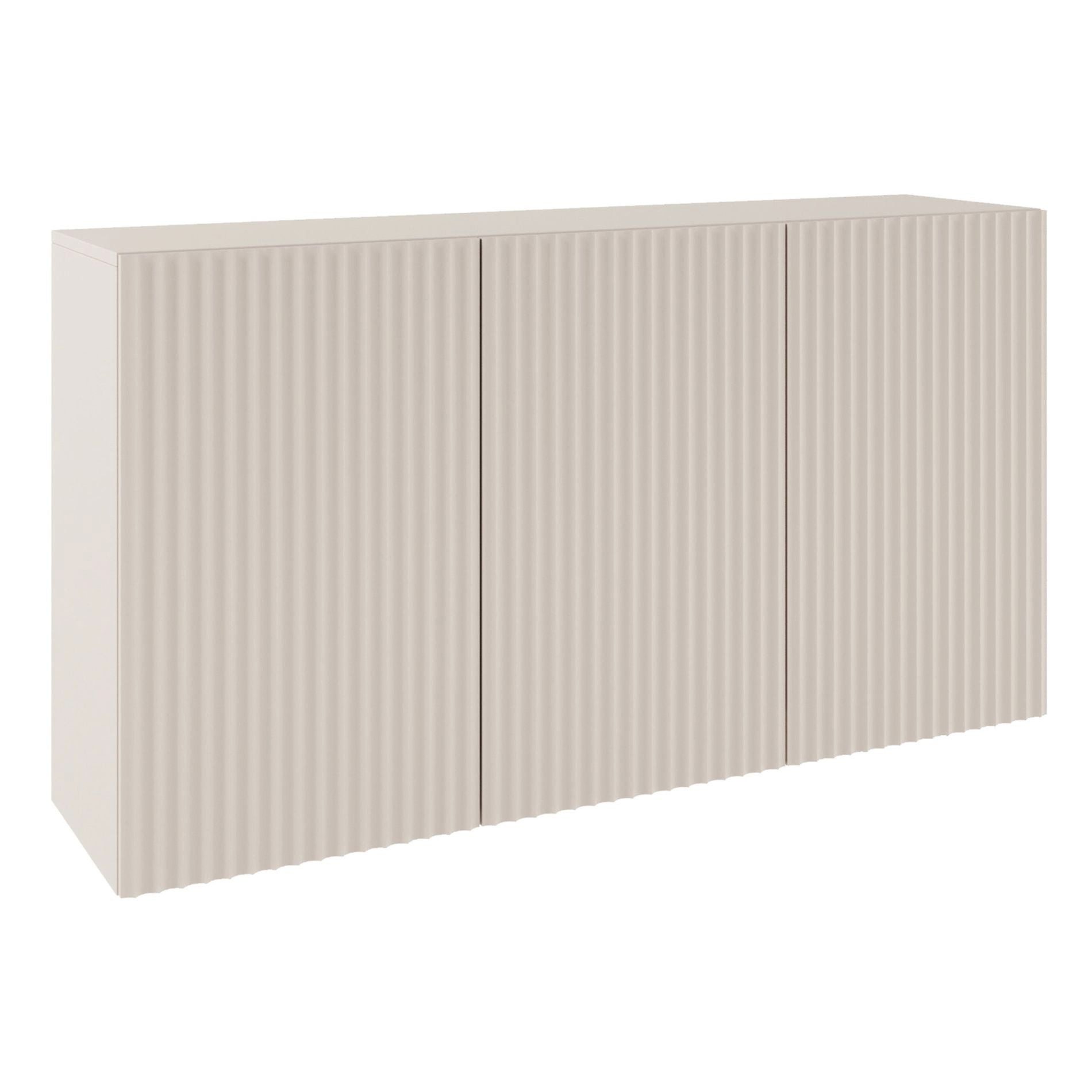 Selsey Sideboard SUNDS, Sideboard in Kaschmirbeige mit Lamellenfront & Push-to-Open