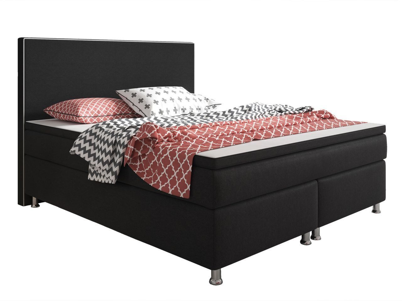 Homeline Boxspringbett Boxspringbett 180x200 Anthrazit/Schwarz Bett Komfortbett Bett (Set Angebot), Mit/Topper