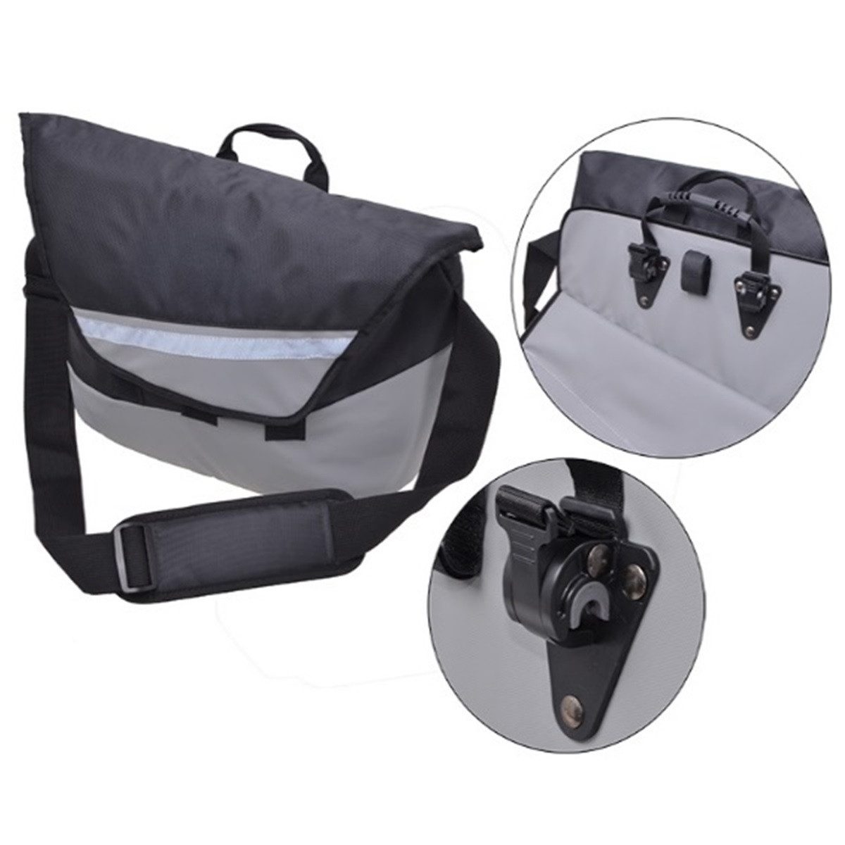 Filmer Gepäckträgertasche Business Gepäckträger-Tasche + Notebook-Fach Grau, Seiten-Tasche Bike Case wasserabweisend Fahrrad-Tasche auch für E-Bike