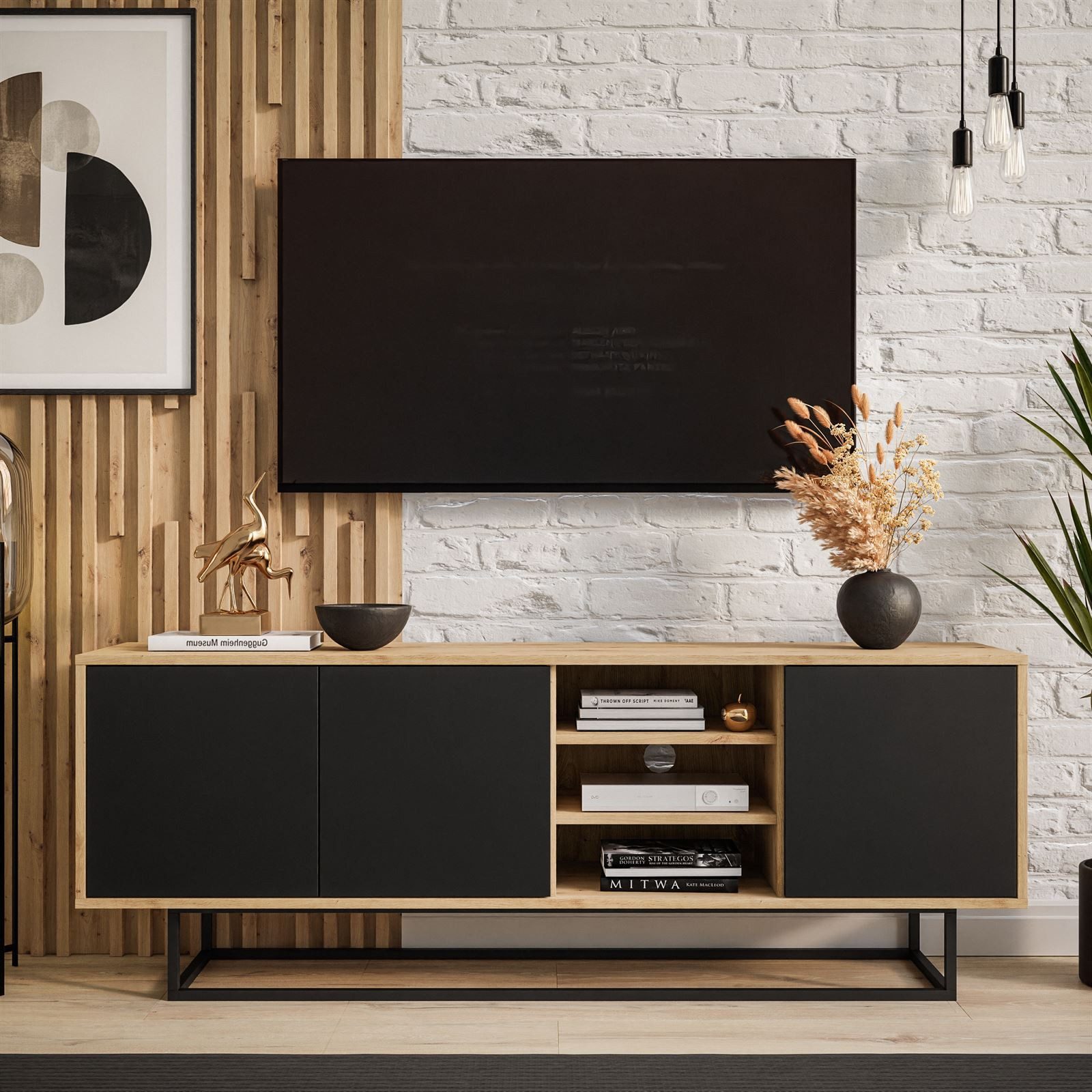 Lookway TV-Schrank SANAYI LOFT mit Ablagen und Metallgestell