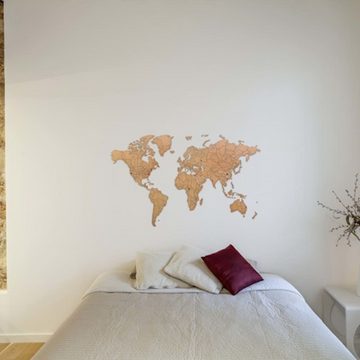 MiMi Innovations Wandbild Weltkarte-Wanddeko Luxury Puzzle Braun 150x90 cm